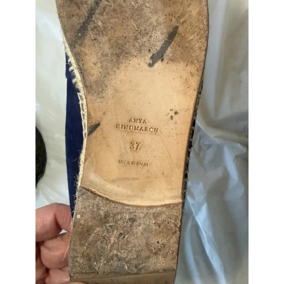 Anya Hindmarch Navy Espadrilles Size 37 Leather Suede - Picture 14 of 14